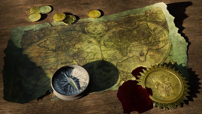 Old-fashioned map for time travel adventures